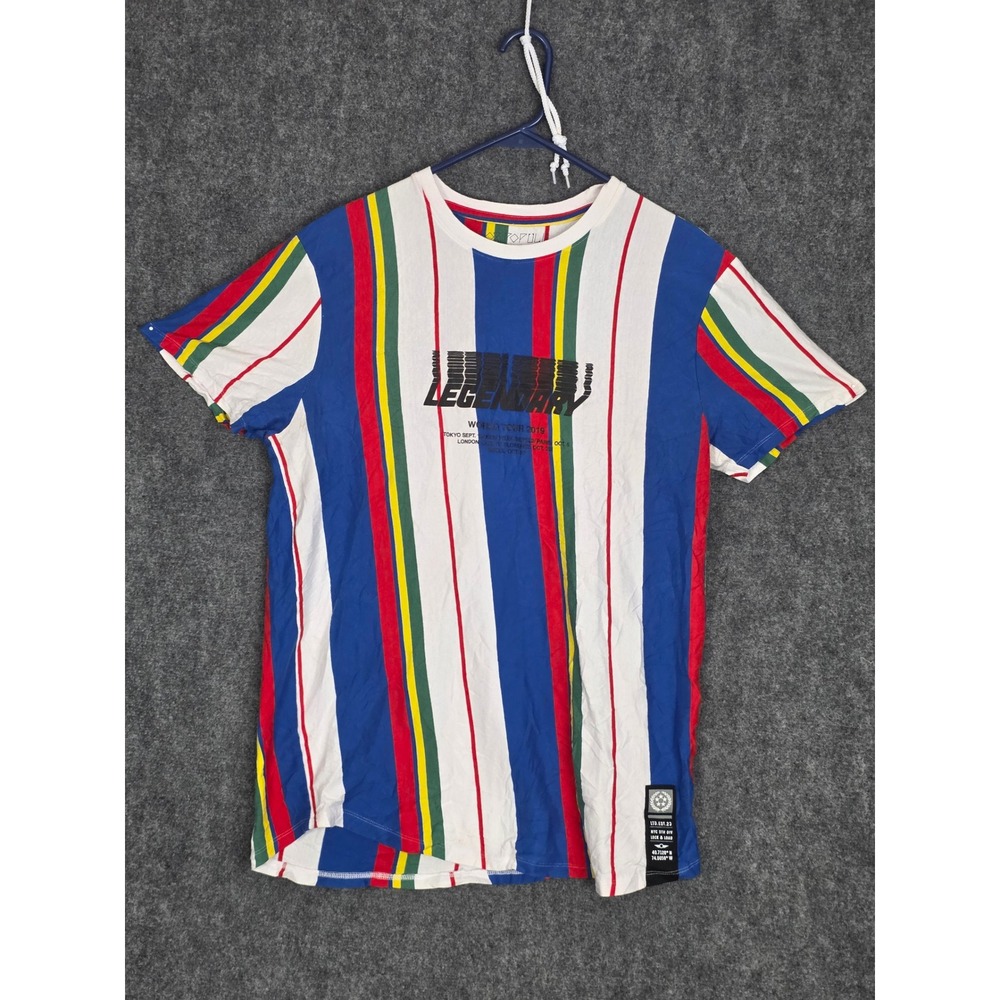 VOX POPULI Legendary Striped World Tour Graphic T-Shirt Men XL Casual Streetwear